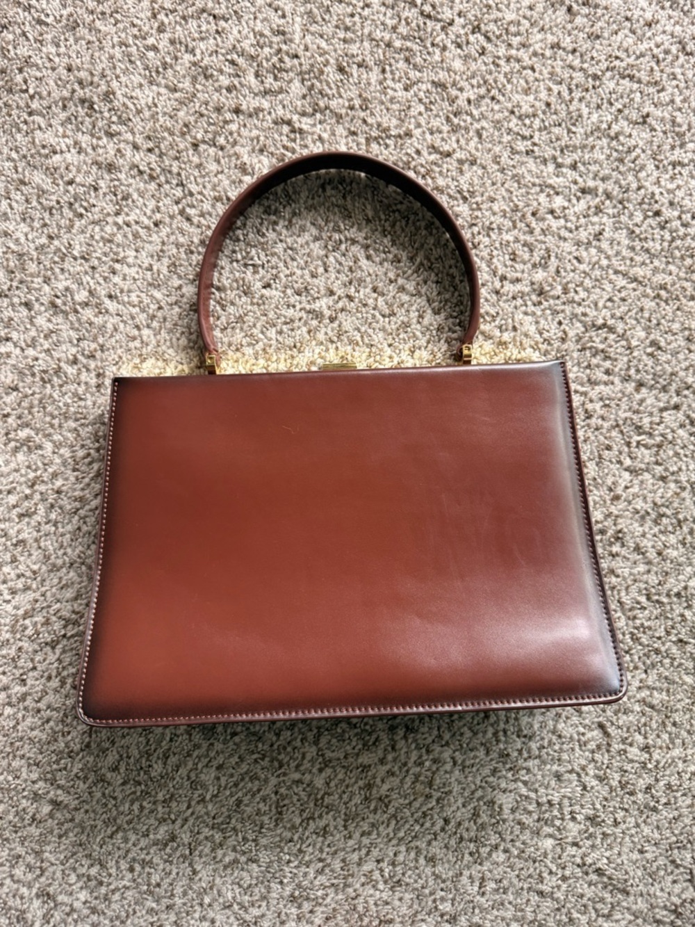 Structured Brown Leather Handbag - Like New